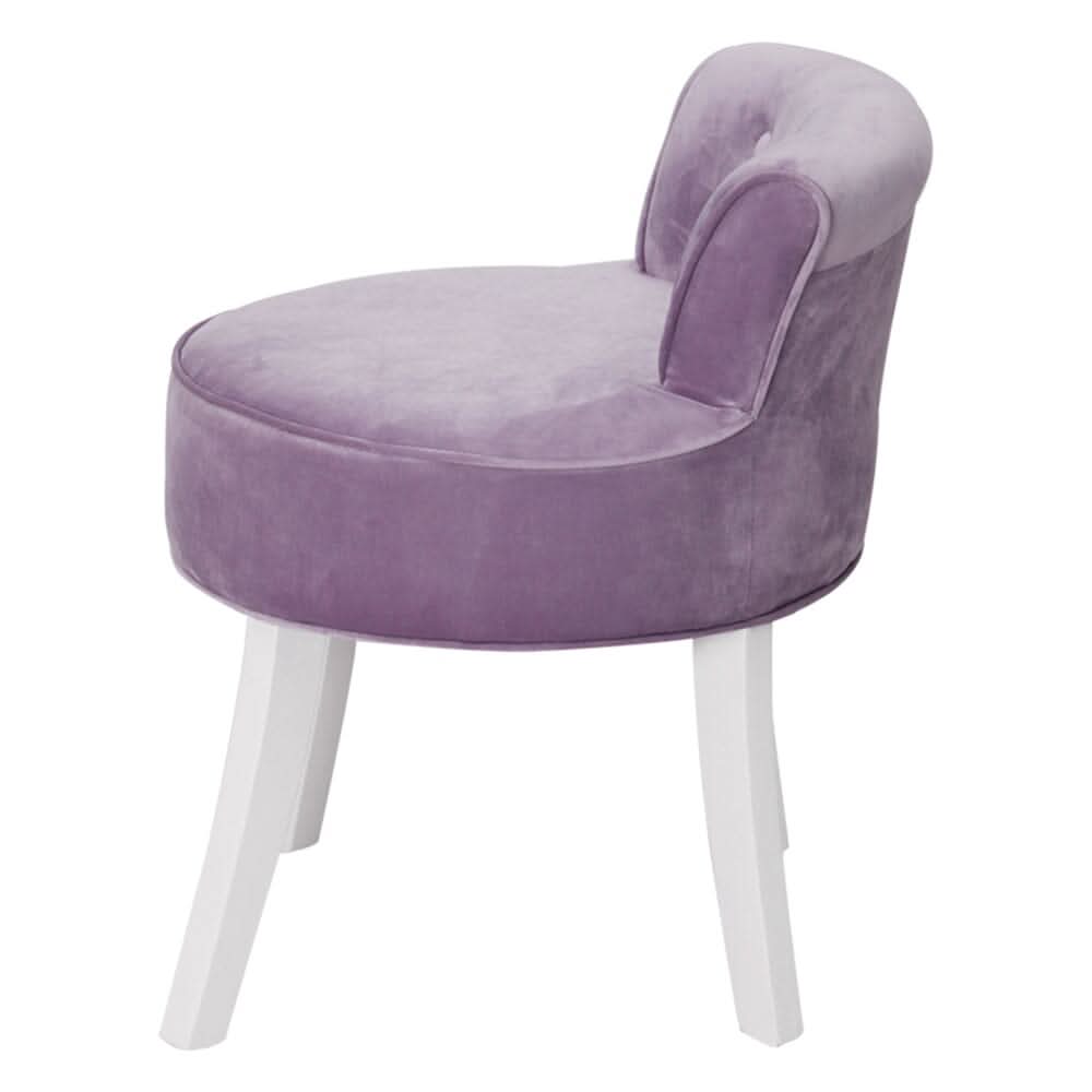 Upholstered Velvet Vanity Dressing Table Stool with Low Backrest