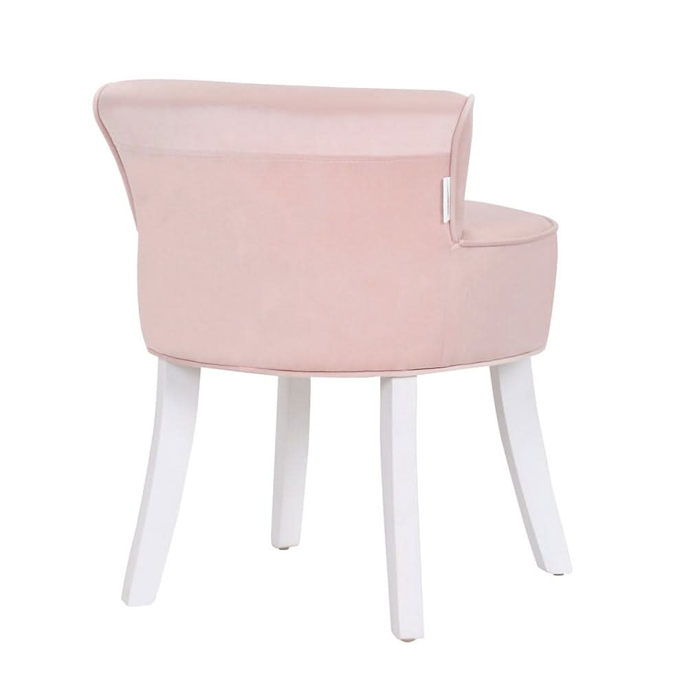 Upholstered Velvet Vanity Dressing Table Stool with Low Backrest