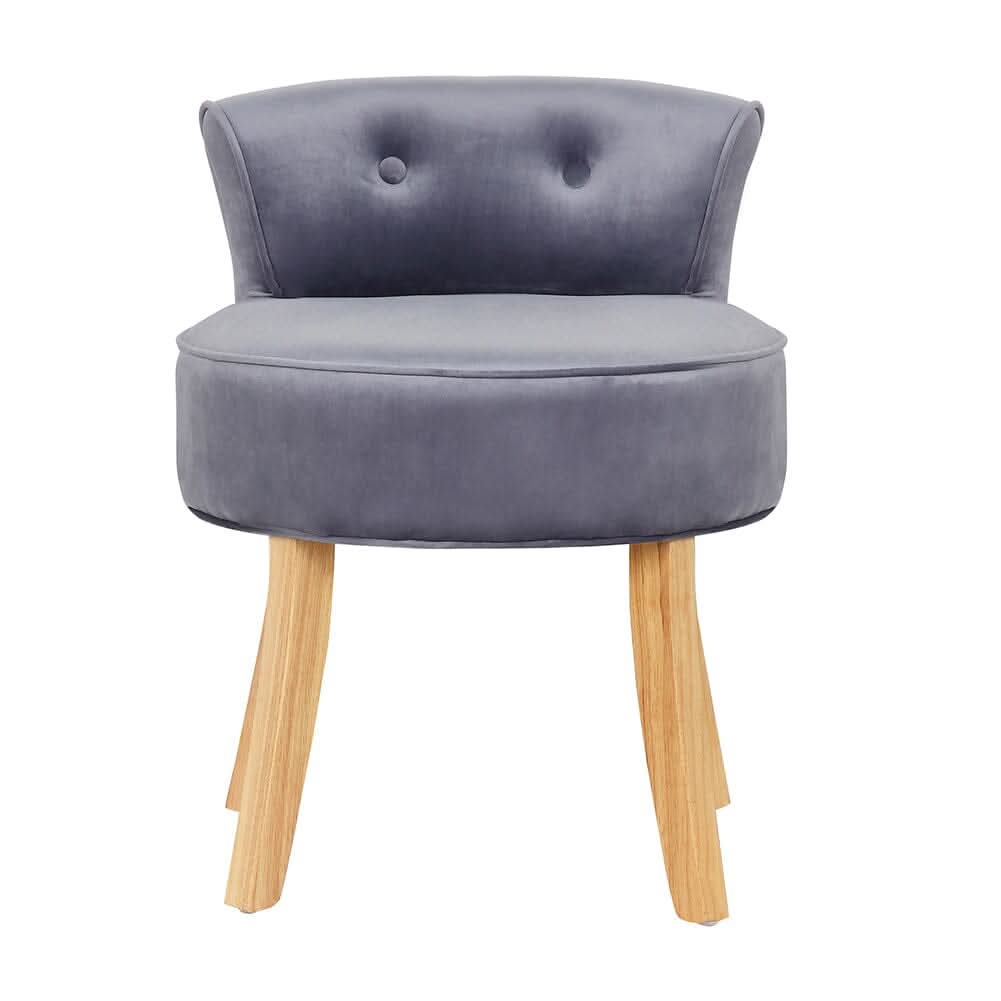 Upholstered Velvet Vanity Dressing Table Stool with Low Backrest