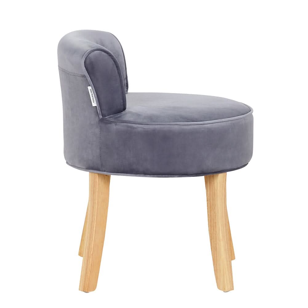 Upholstered Velvet Vanity Dressing Table Stool with Low Backrest