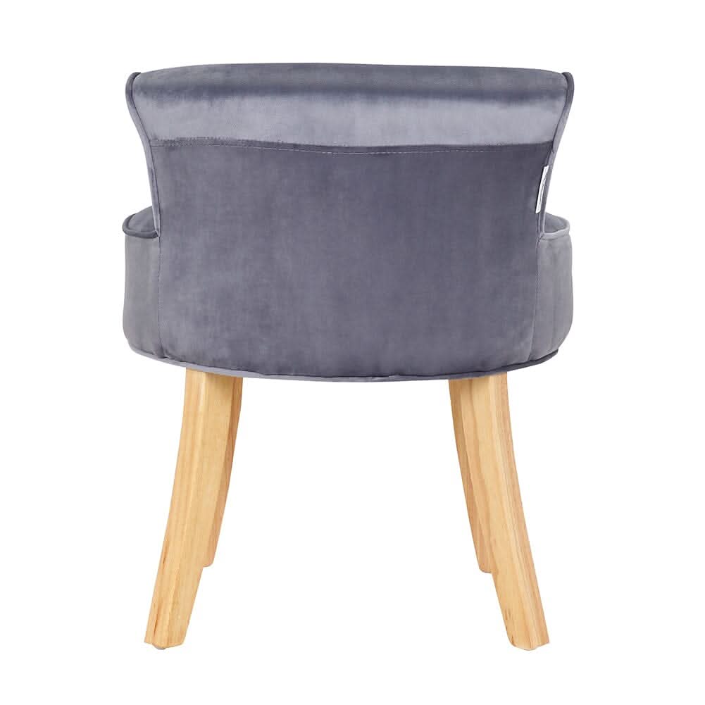 Upholstered Velvet Vanity Dressing Table Stool with Low Backrest