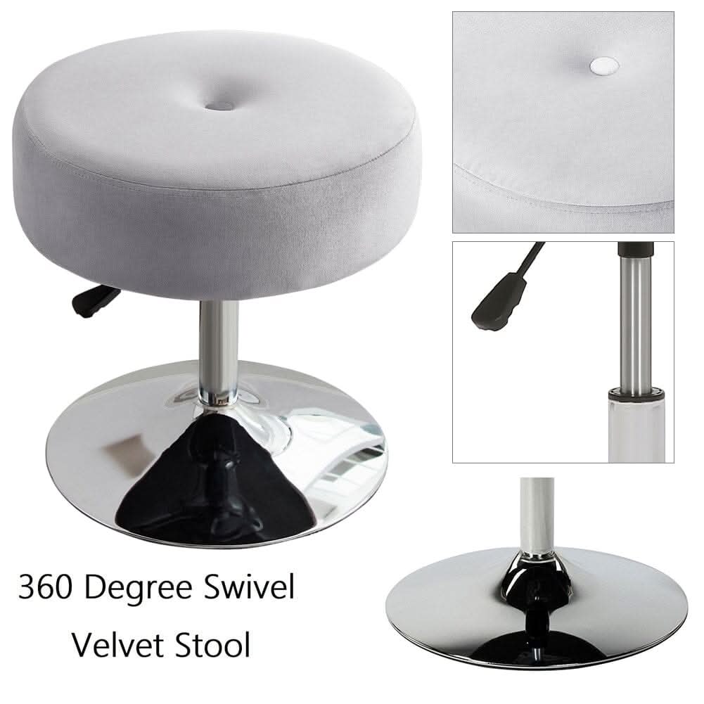 Adjustable Velvet Ottoman with Lift Function