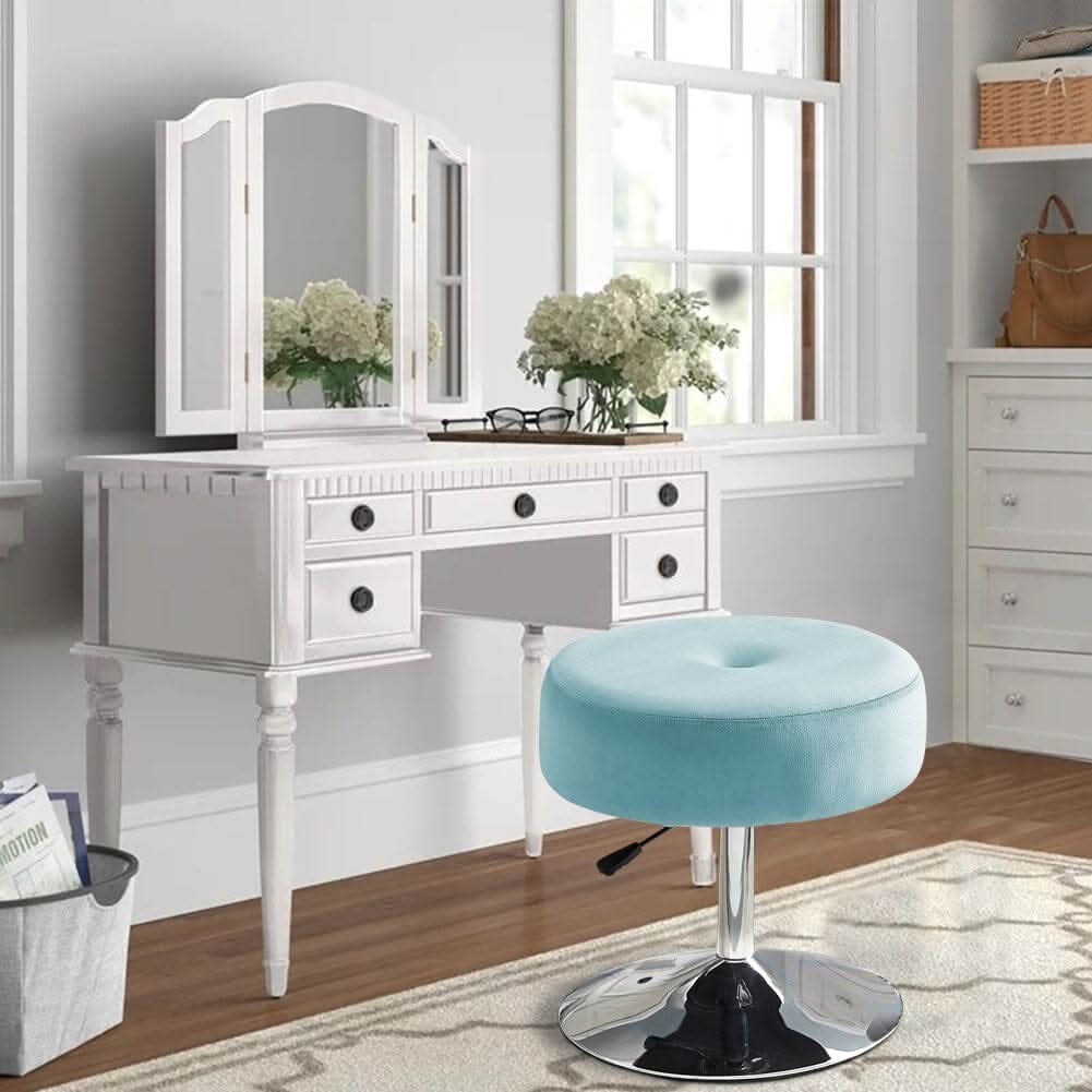 Adjustable Velvet Ottoman with Lift Function
