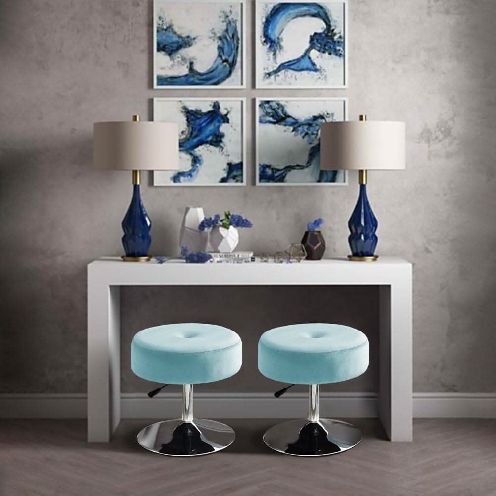 Adjustable Velvet Ottoman with Lift Function