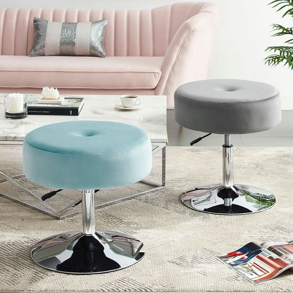 Adjustable Velvet Ottoman with Lift Function