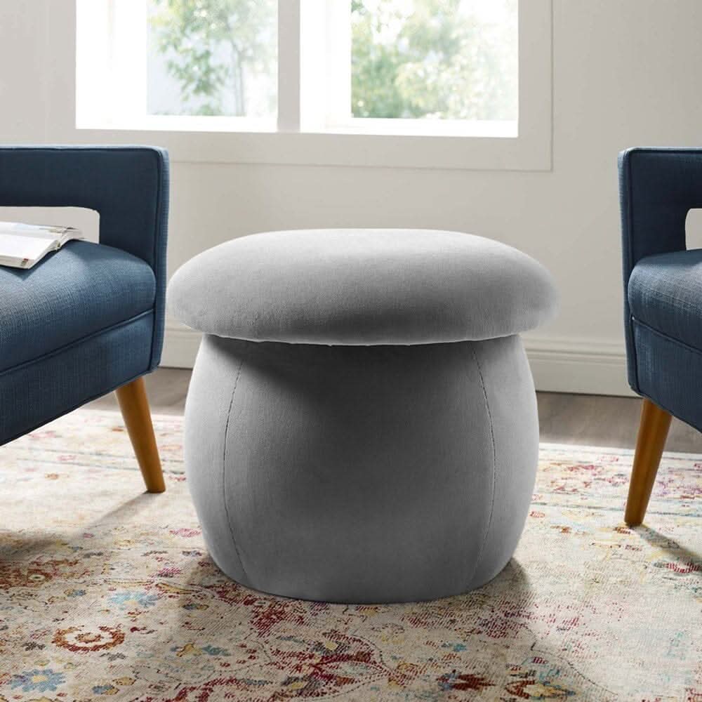 Mushroom Velvet Upholstered Footstool