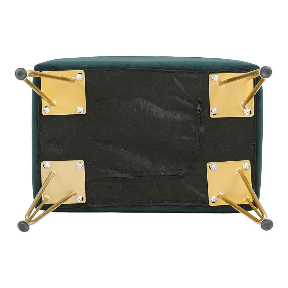 Soft Channel Velvet Stool with Gold Legs
