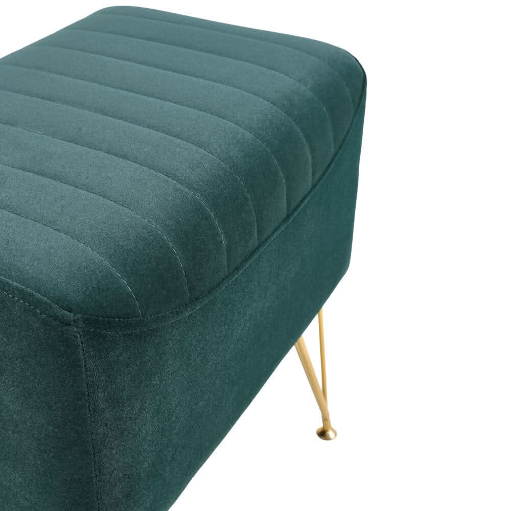 Soft Channel Velvet Stool with Gold Legs