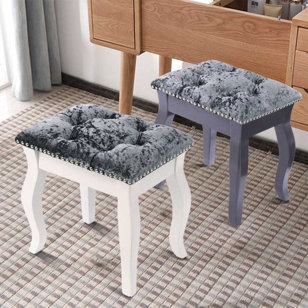 Vintage Floral Upholstered Dressing Stool