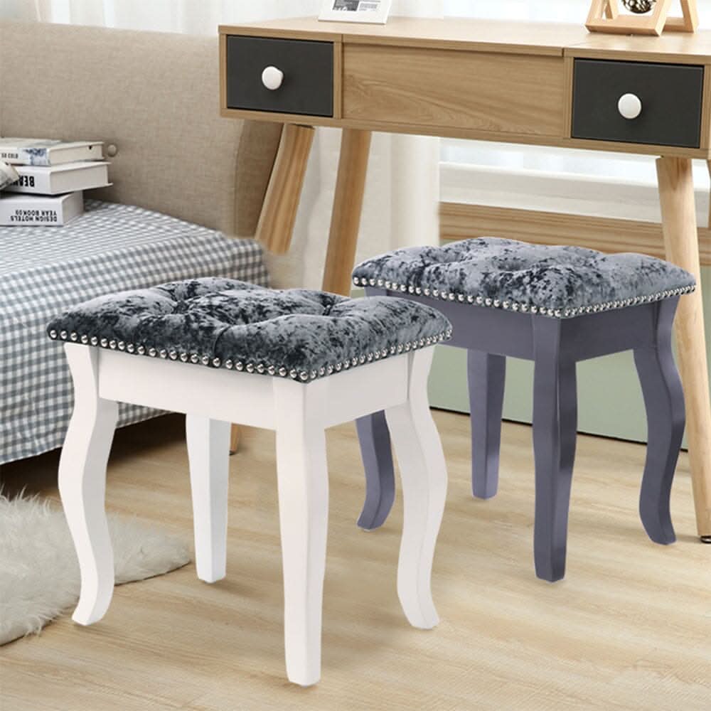 Vintage Floral Upholstered Dressing Stool