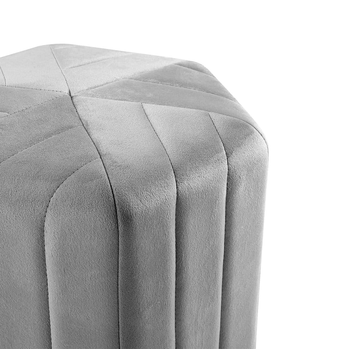 40cm Wide Hexagon Shape Velvet Footstool Striped Ottoman 25D Sponge Footrest