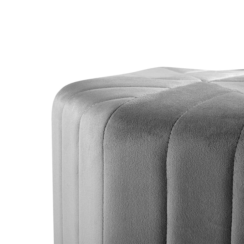 40cm Wide Hexagon Shape Velvet Footstool Striped Ottoman 25D Sponge Footrest