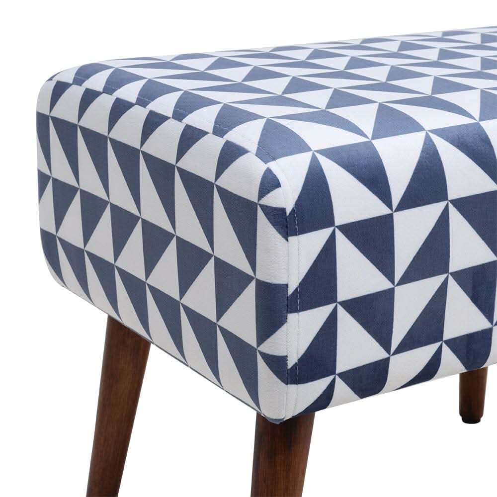Linen Oval Stool Ottoman Footstool with Wooden Legs