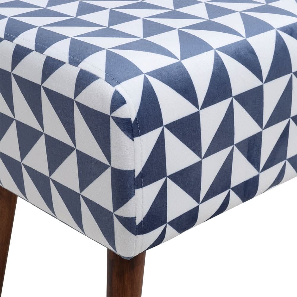 Linen Oval Stool Ottoman Footstool with Wooden Legs