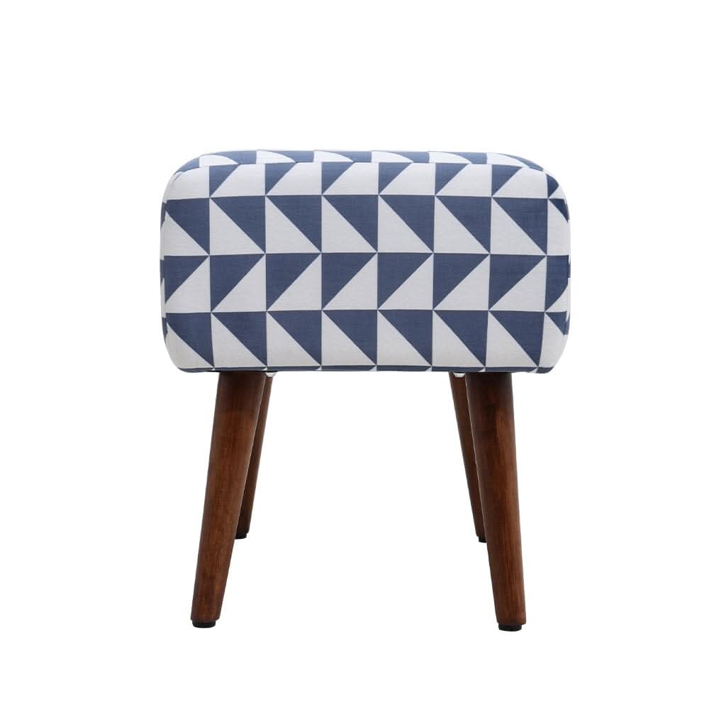 Linen Oval Stool Ottoman Footstool with Wooden Legs