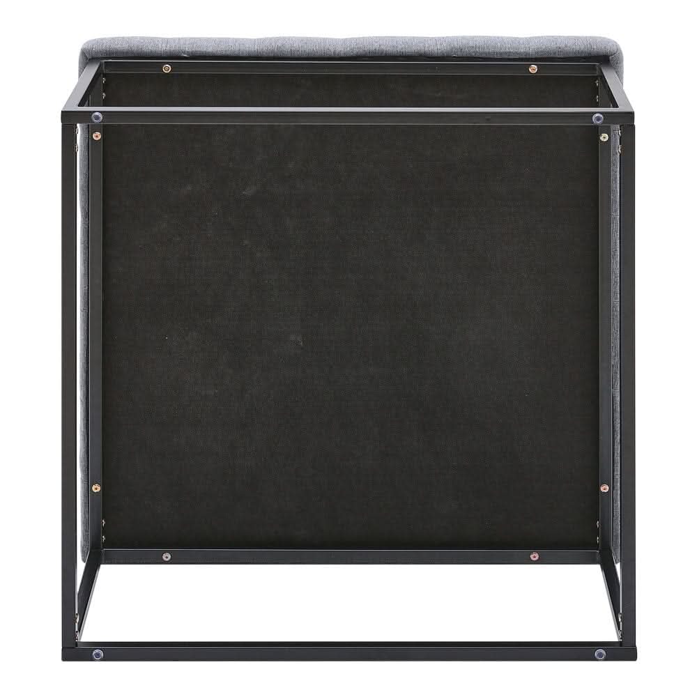 84cm W Square Linen Footstool with Metal Frame
