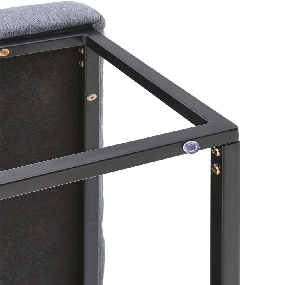 84cm W Square Linen Footstool with Metal Frame