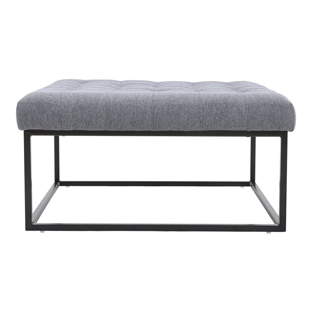 84cm W Square Linen Footstool with Metal Frame