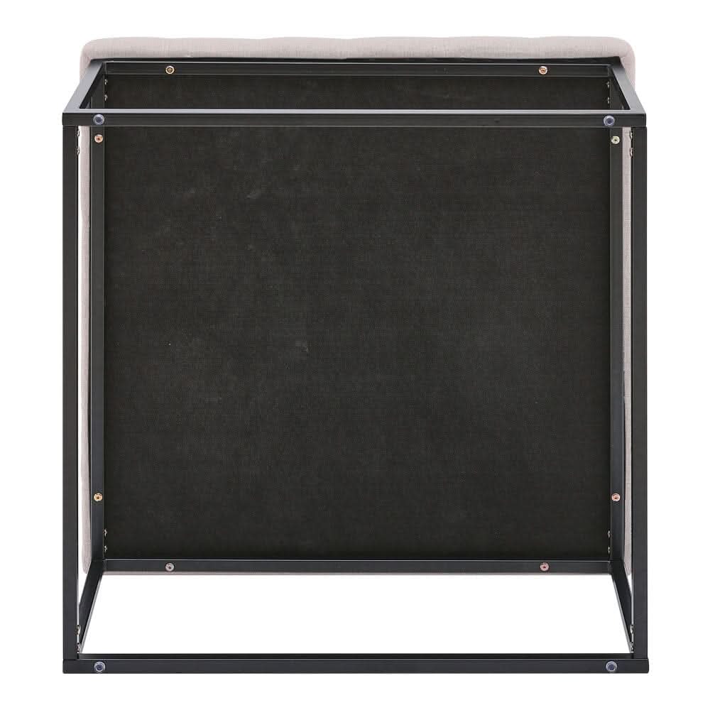 84cm W Square Linen Footstool with Metal Frame
