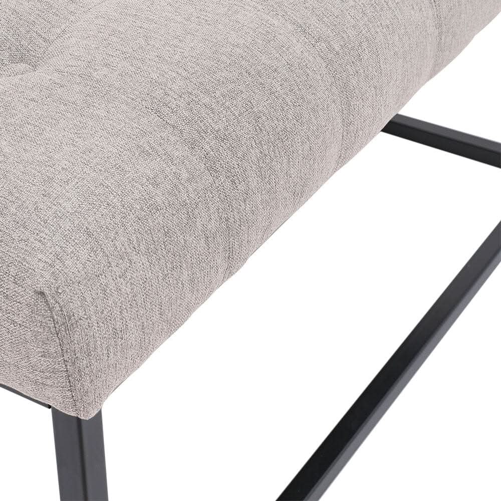 84cm W Square Linen Footstool with Metal Frame