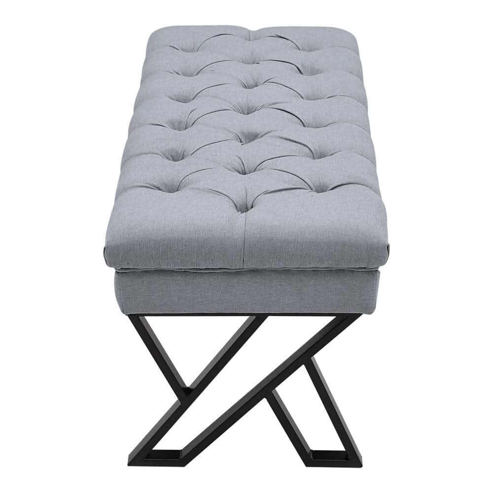 Mid Century Soft Metal Upholstered Bench