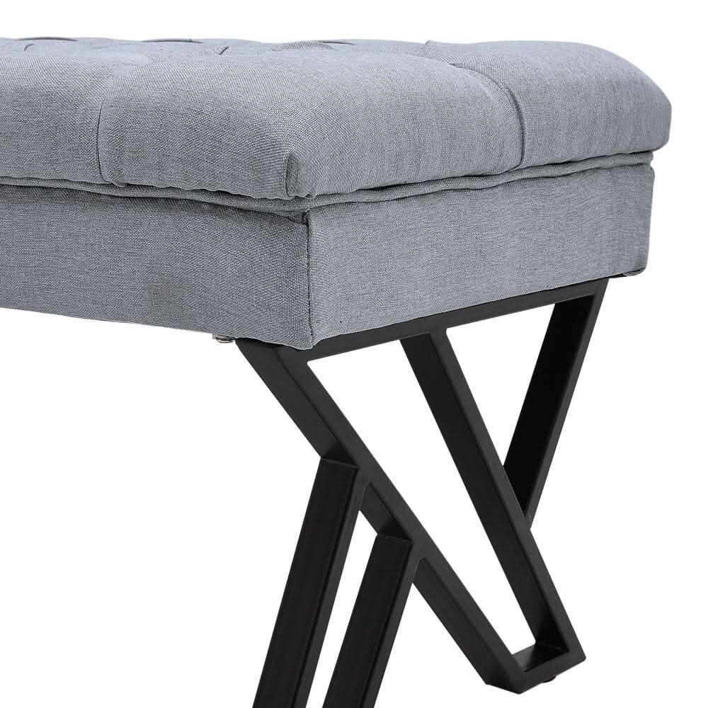 Mid Century Soft Metal Upholstered Bench