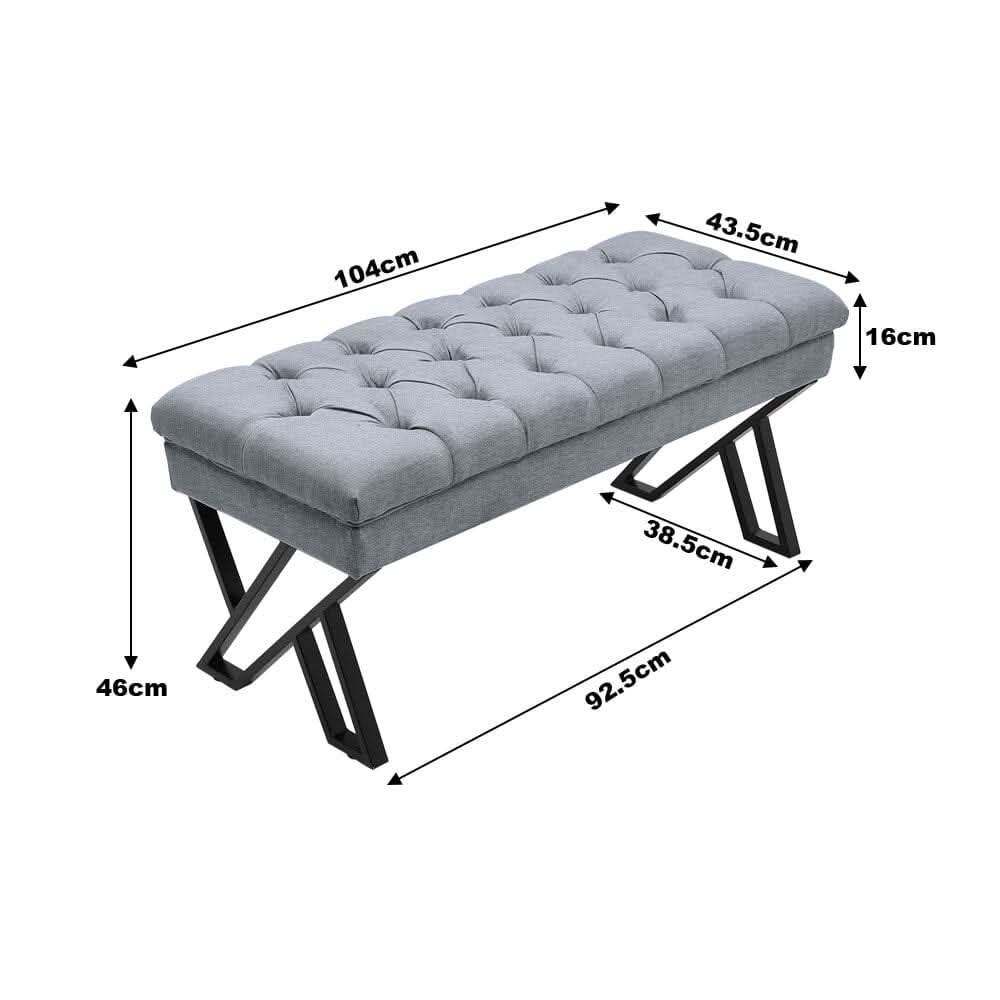 Mid Century Soft Metal Upholstered Bench