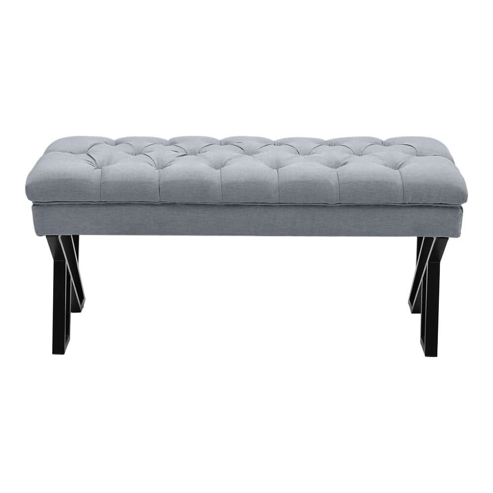 Mid Century Soft Metal Upholstered Bench