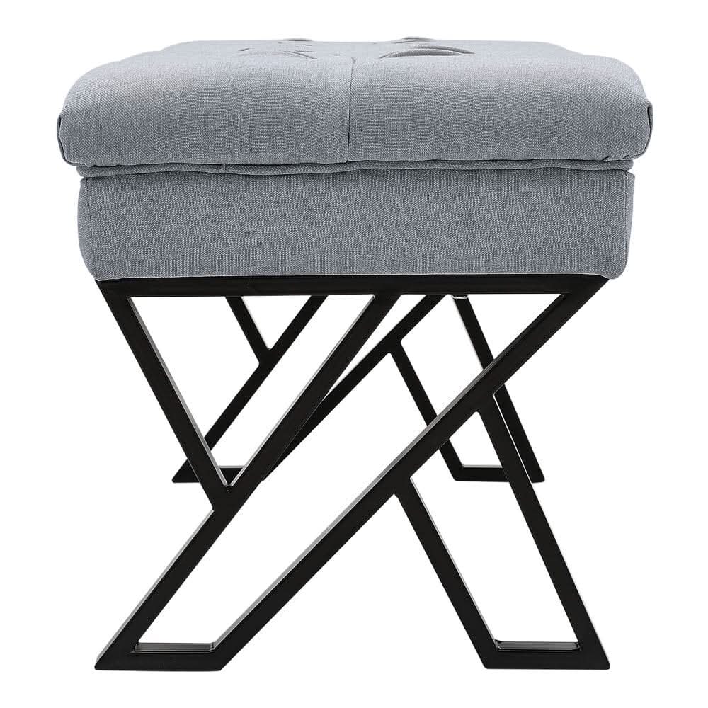 Mid Century Soft Metal Upholstered Bench