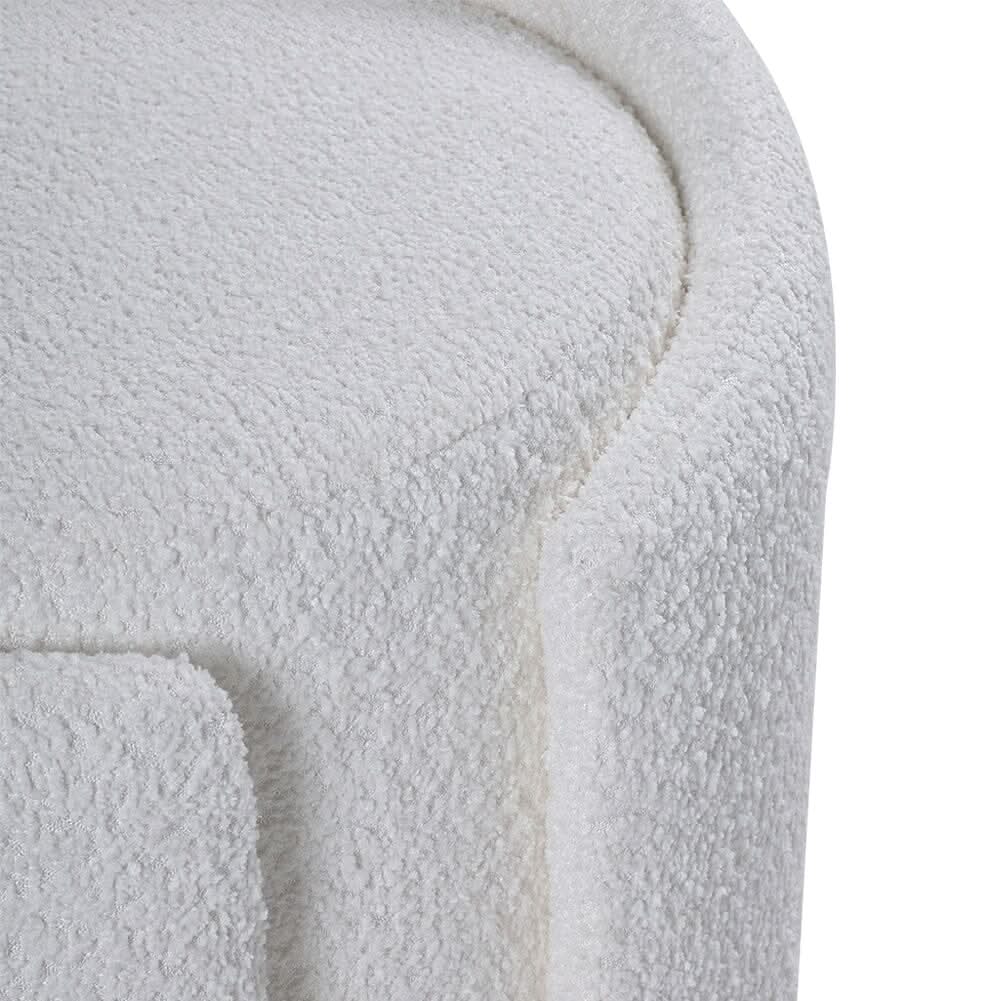 White Teddy Fabric Dressing Stool with Low Back