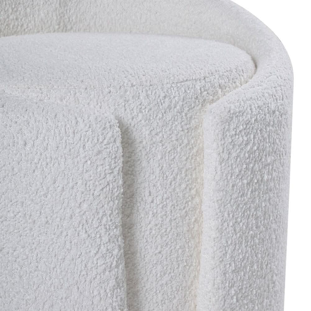 White Teddy Fabric Dressing Stool with Low Back