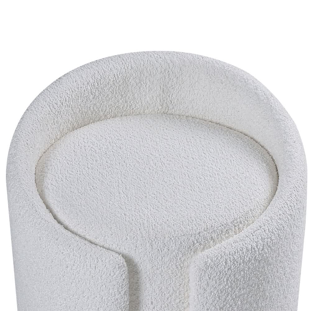 White Teddy Fabric Dressing Stool with Low Back