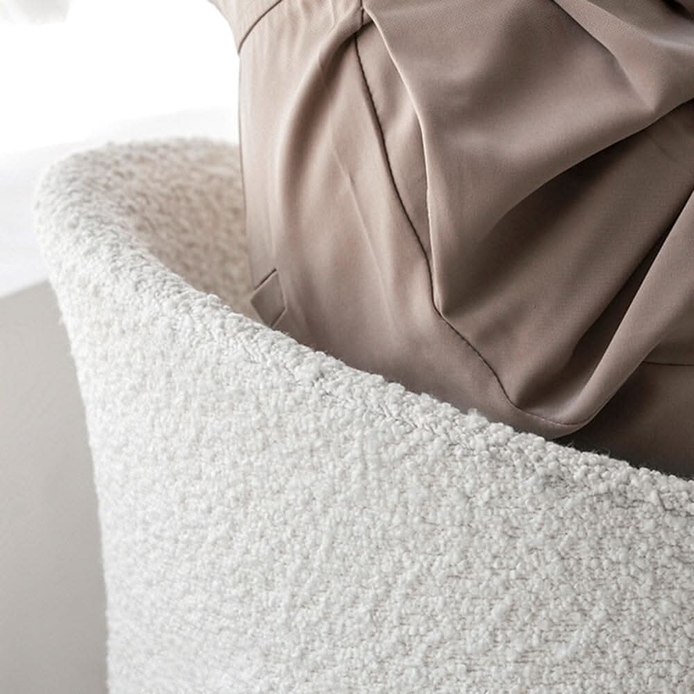 White Teddy Fabric Dressing Stool with Low Back