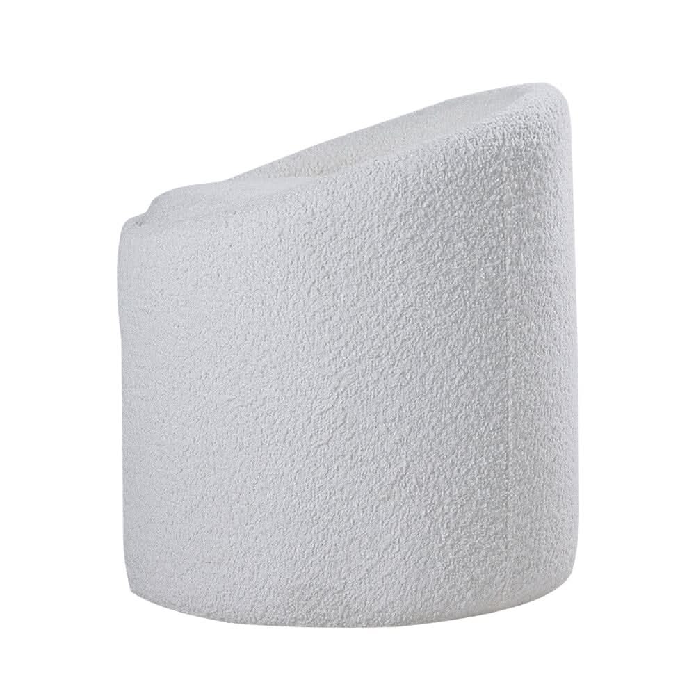 White Teddy Fabric Dressing Stool with Low Back
