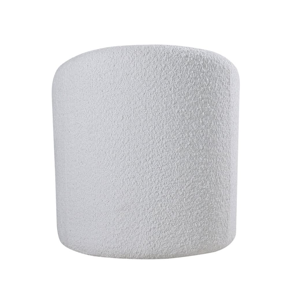 White Teddy Fabric Dressing Stool with Low Back