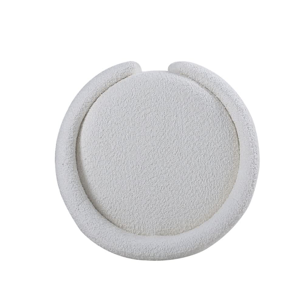 White Teddy Fabric Dressing Stool with Low Back