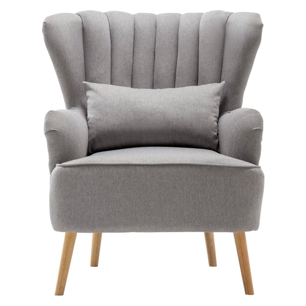 Contemporary Wing Back Armchair and Ottoman Set with Cushion and Footstool