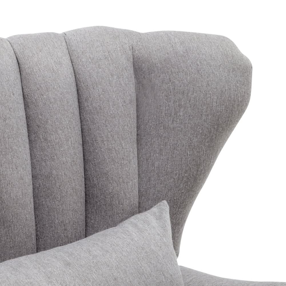 Contemporary Wing Back Armchair and Ottoman Set with Cushion and Footstool