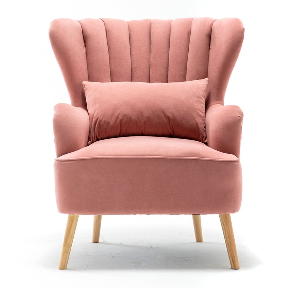 Contemporary Wing Back Armchair and Ottoman Set with Cushion and Footstool