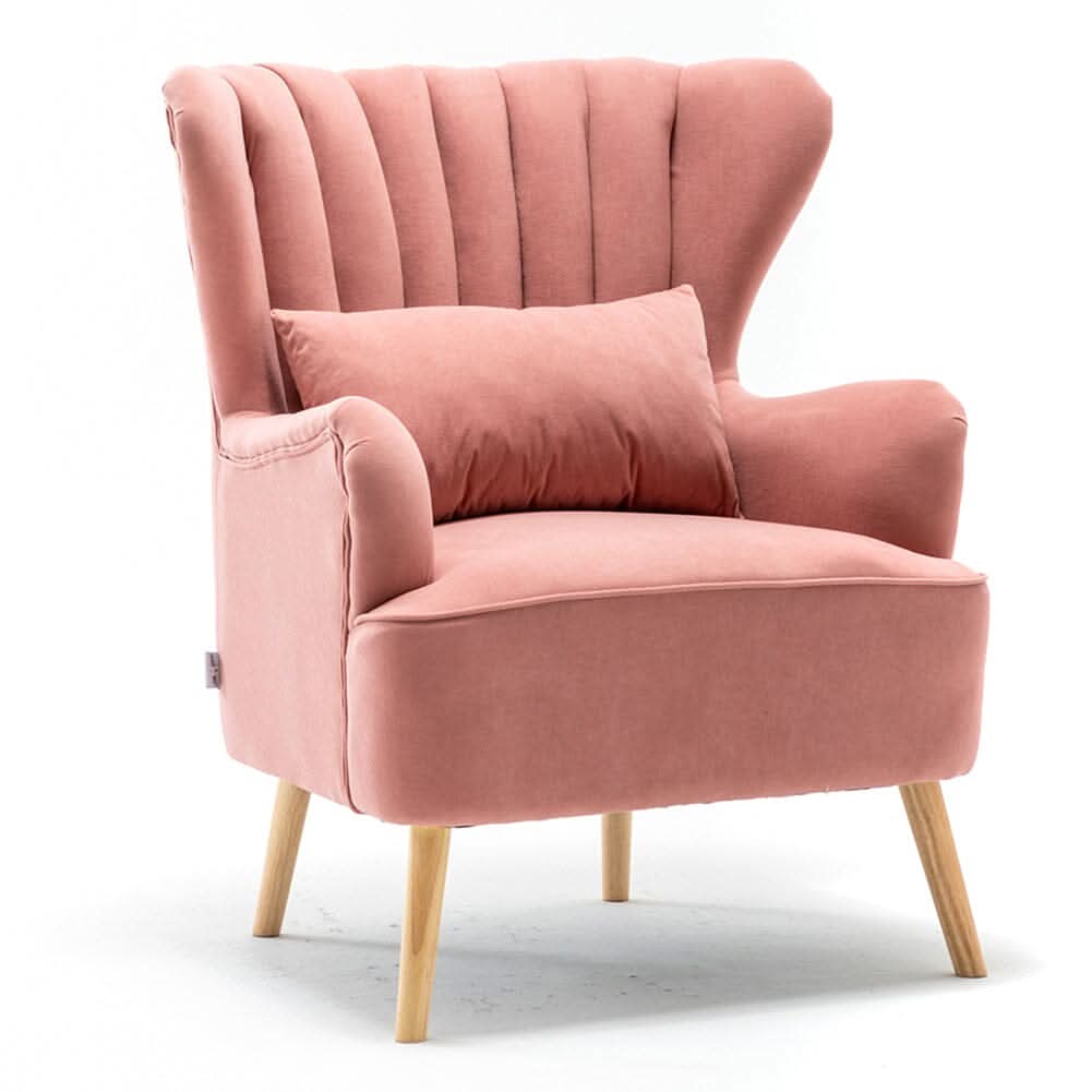 Contemporary Wing Back Armchair and Ottoman Set with Cushion and Footstool