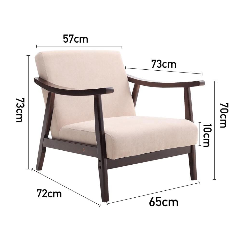 Direct Wooden Single Armchair Sofa Accent Chair Fabric