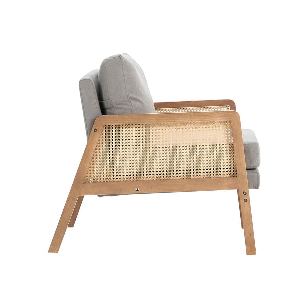 Cushioned Wood Armchair with Wooden Frame