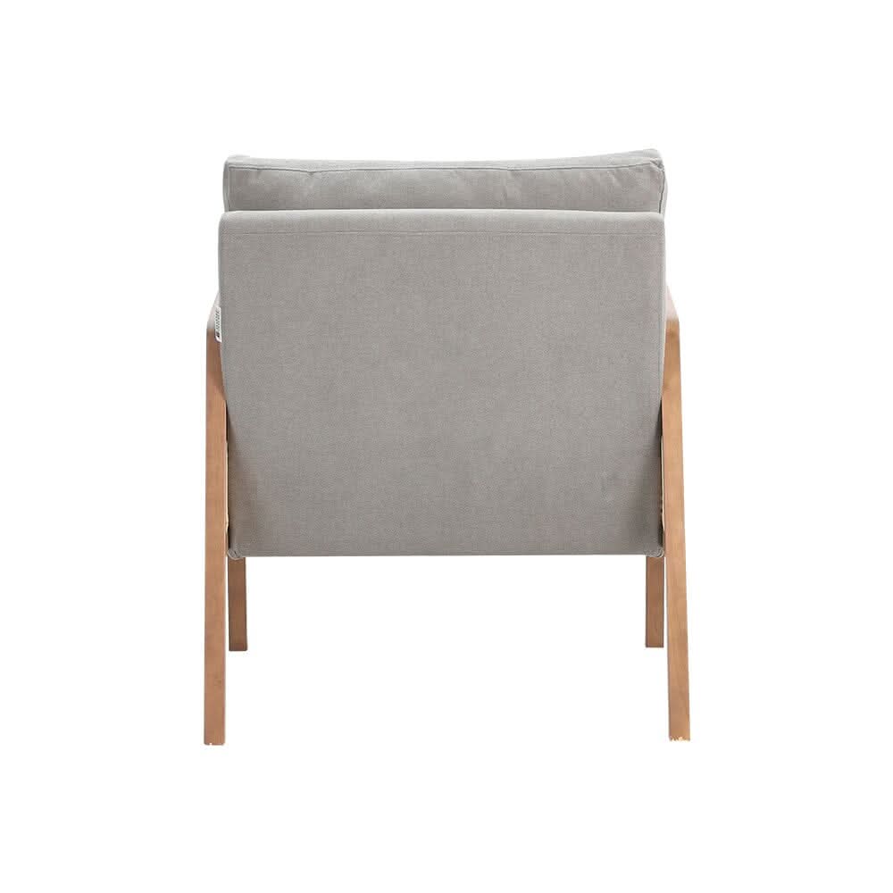 Cushioned Wood Armchair with Wooden Frame