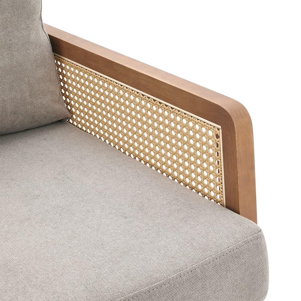 Cushioned Wood Armchair with Wooden Frame