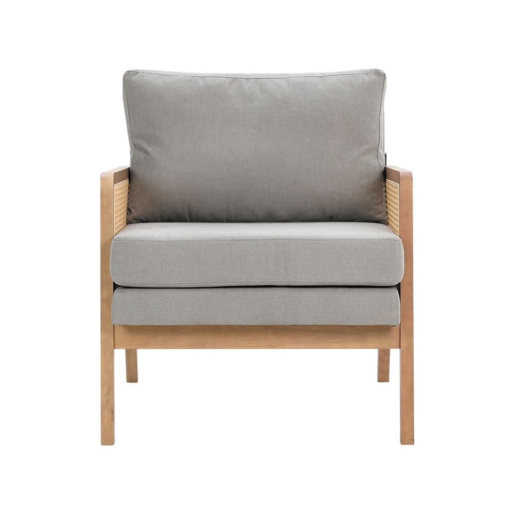 Cushioned Wood Armchair with Wooden Frame