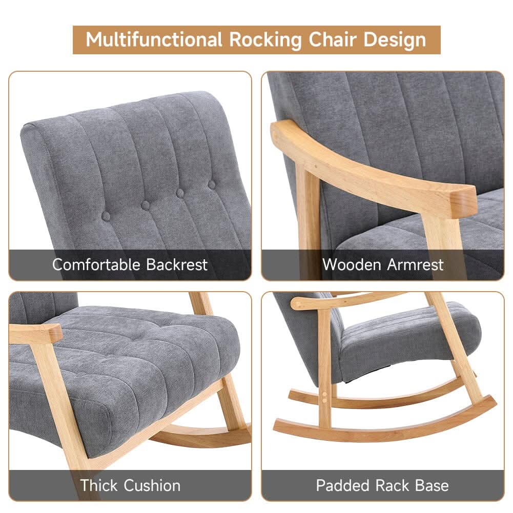 Direct Velvet Upholstered Tufting Rocking Chair