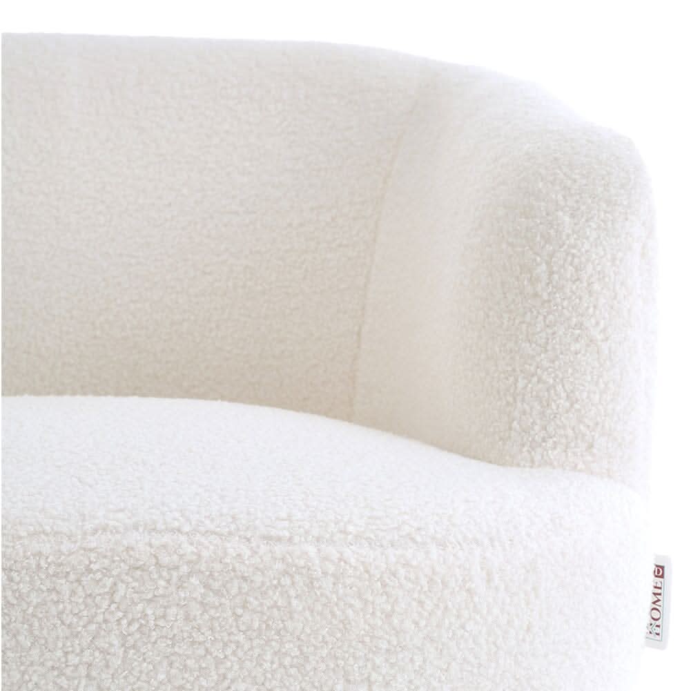 White Teddy Fabric Armchair with Metal Legs