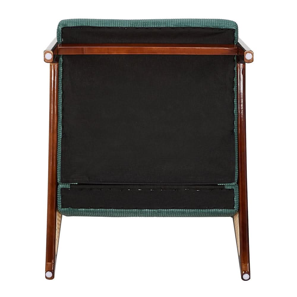 Corduroy Armchair with Rattan Armrest
