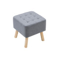 Light Grey Linen Square Shoe Bench with Tufted Top