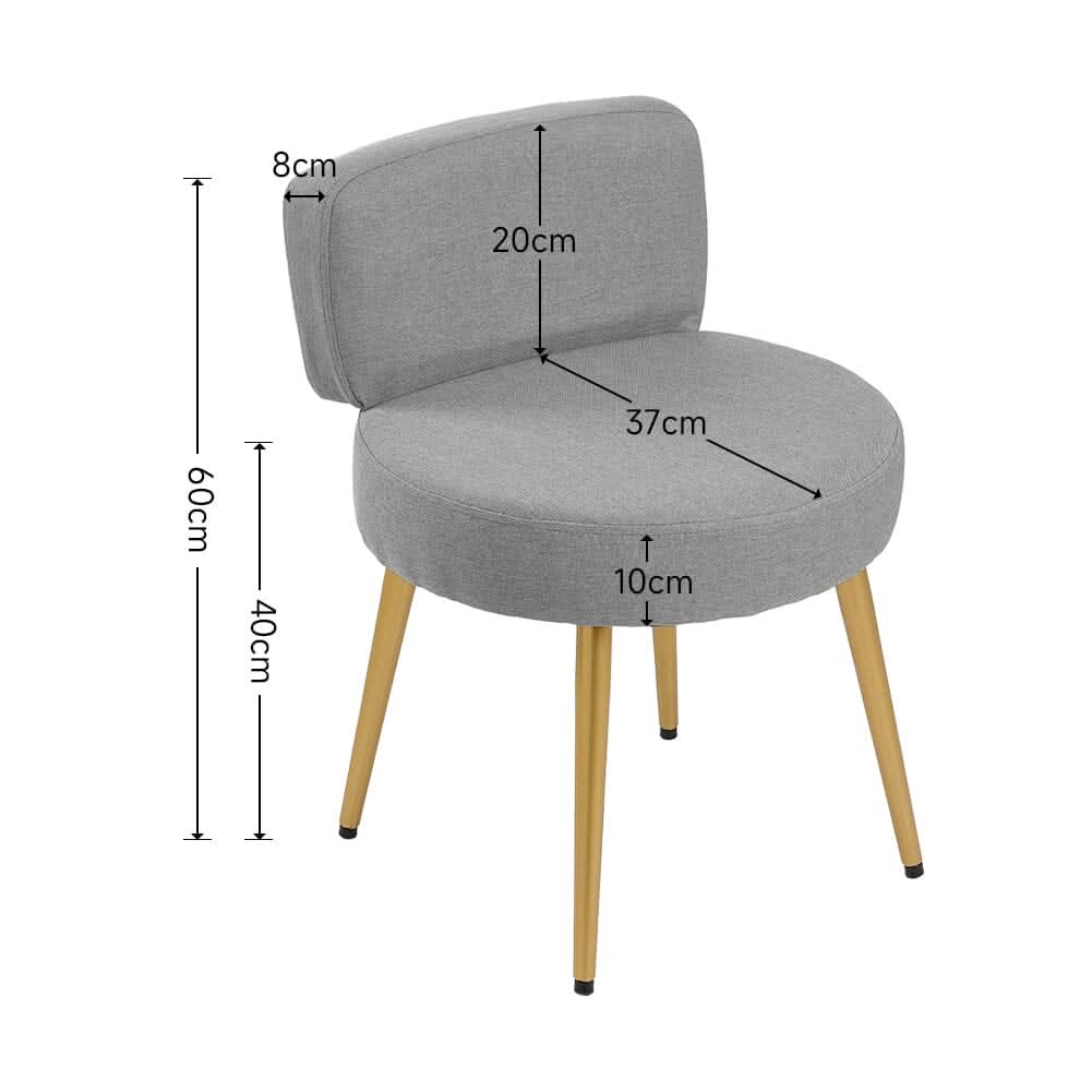 Linen Vanity Stool Chair with Metal Legs